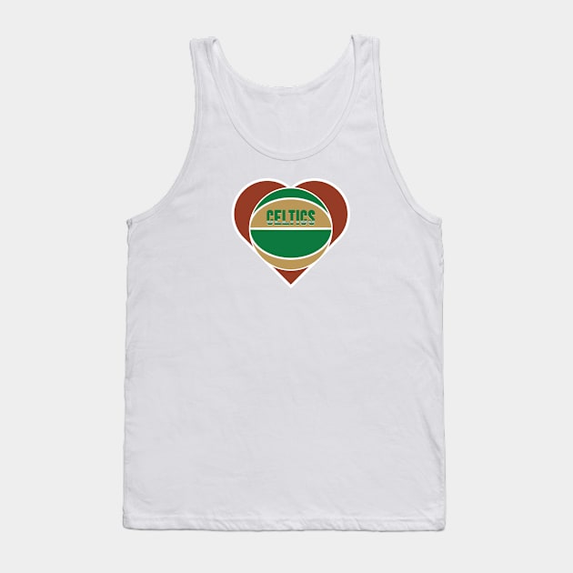 Heart Shaped Boston Celtics Basketball Tank Top by Rad Love